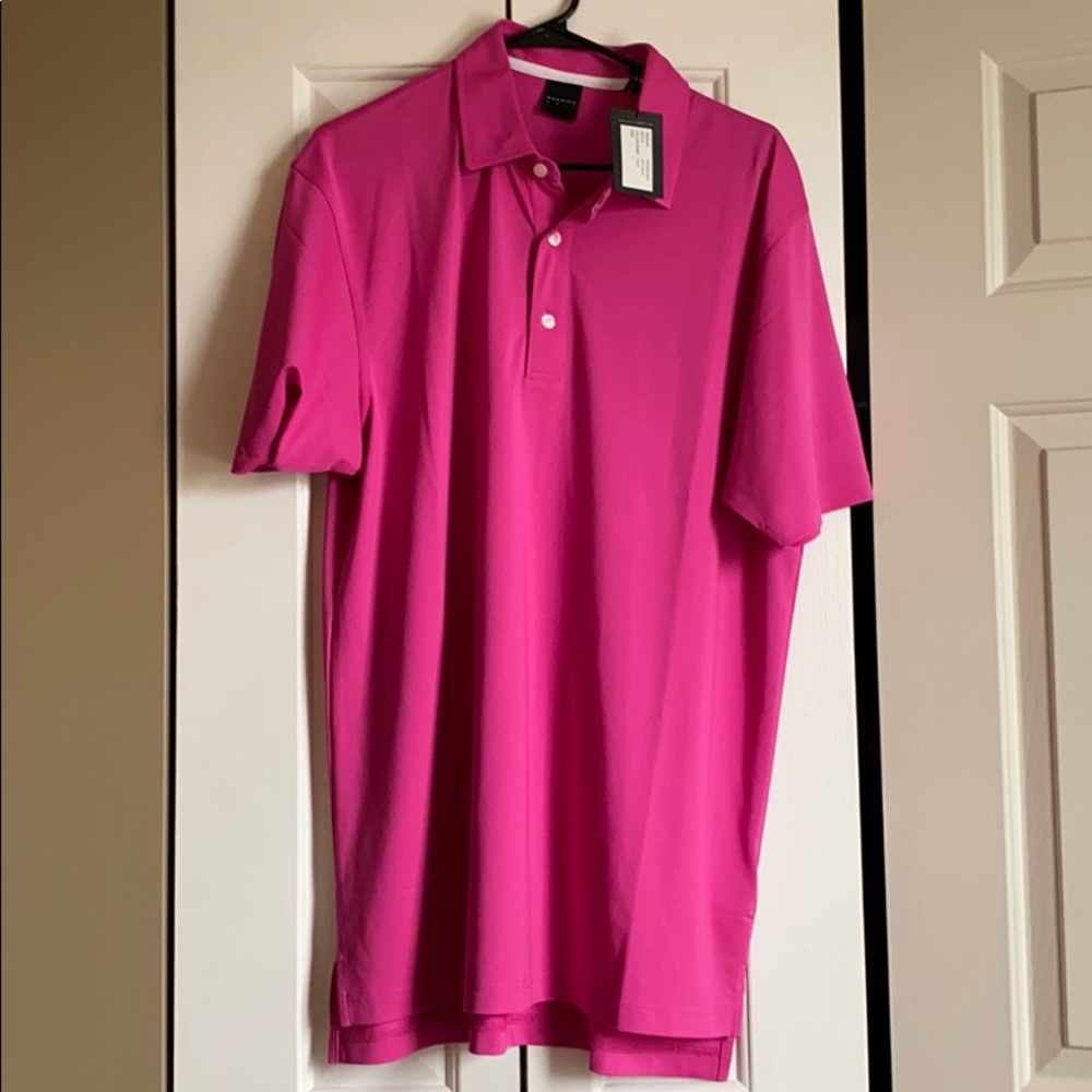 Pink golf polo